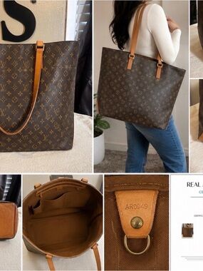 Louis Vuitton Monogram Canvas Tote in Brown with Tan Straps